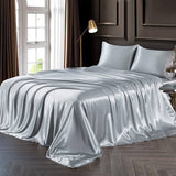Pure Silk BedSheet with Pillow covers - Light grey