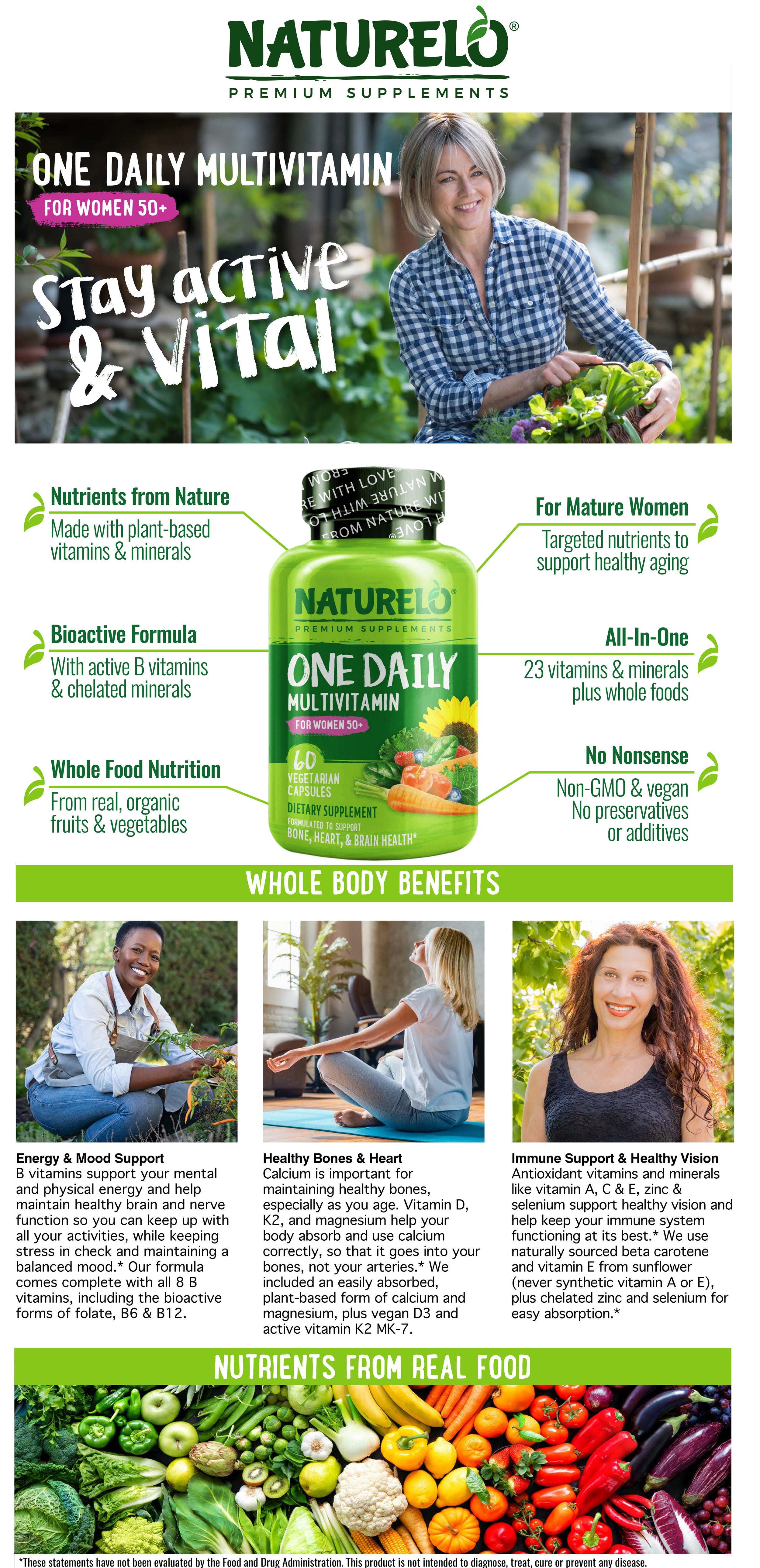 One Daily Multivitamin for Women 50+ – NATURELO® Singapore