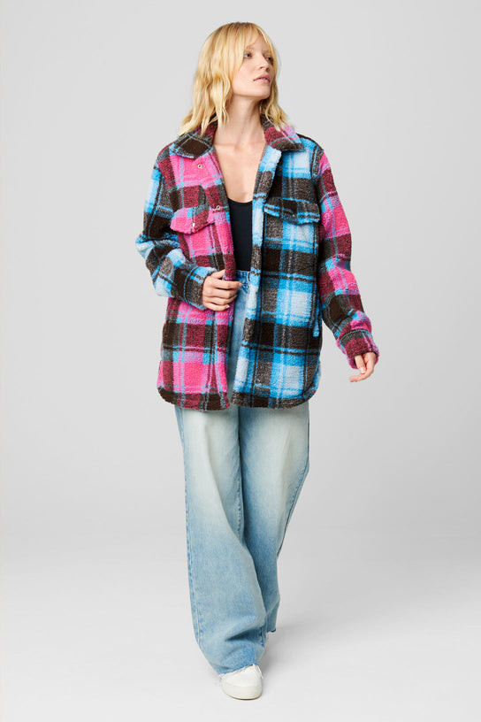 [BLANKNYC] Womens Plaid Denim Patchwork Jacket, Multi, X