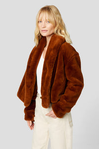 Faux Fur Zip Up Hooded Jacket - Vera's Eyecandy