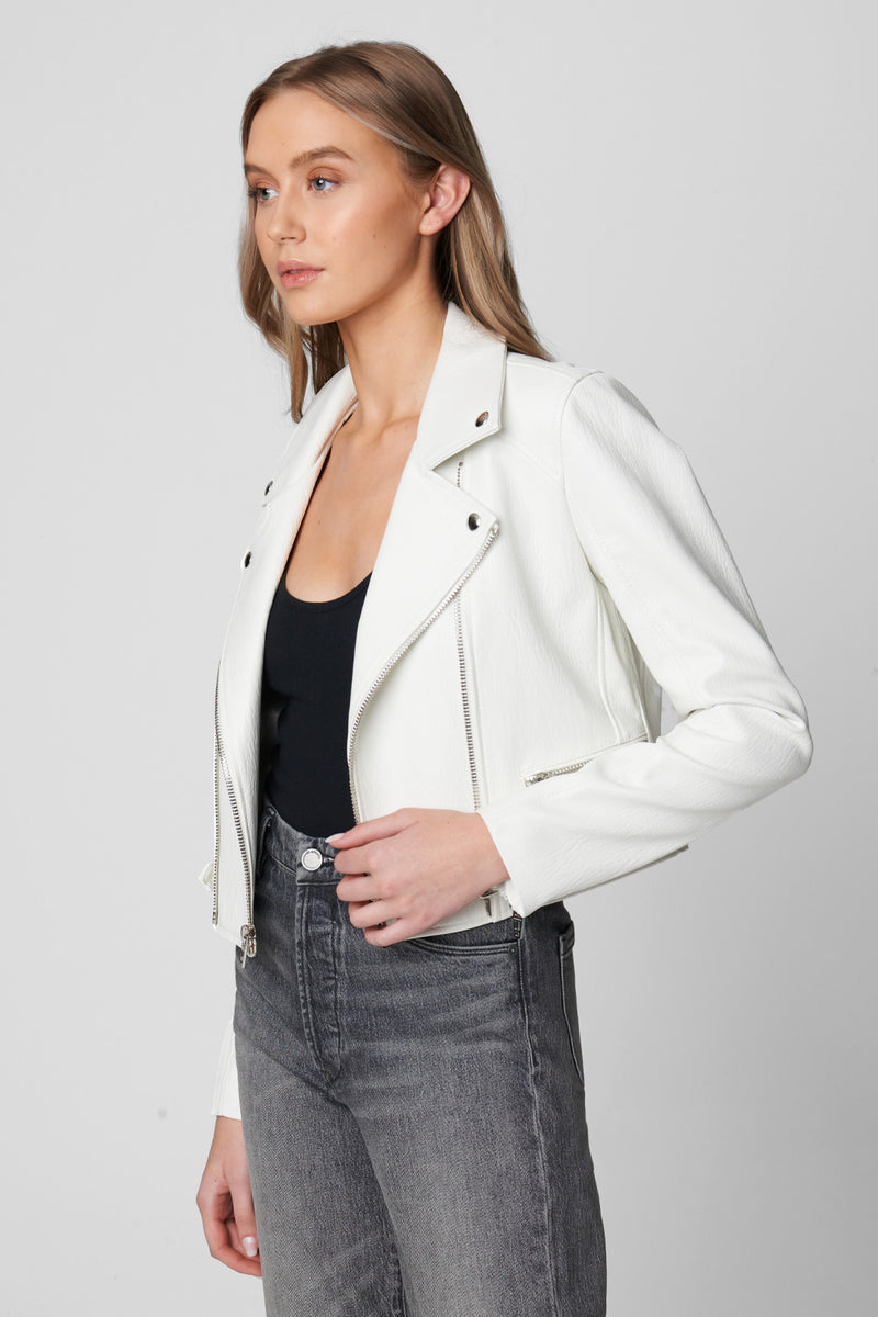 cropped white leather jacket