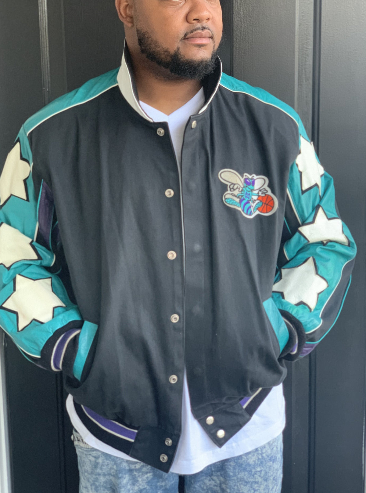 Vintage Charlotte Hornets Jeff Hamilton Leather Jacket - SRKilla