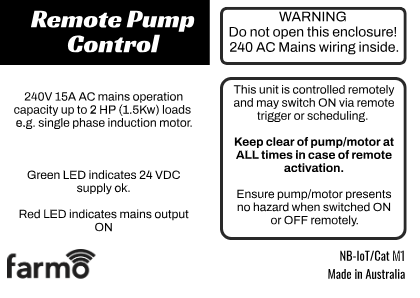 Remote Pump Warning Sticker