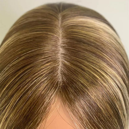 Middle Part Easy Installed Sheitel Topper European Human Hair Jewish Kosher Wigs For Jewish Women
