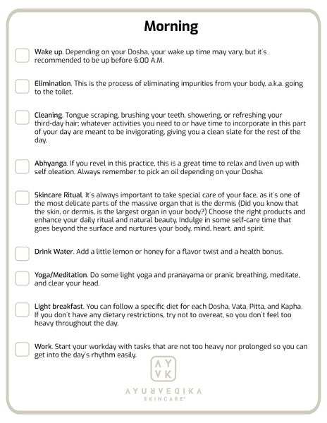 Morning Dinacharya Checklist