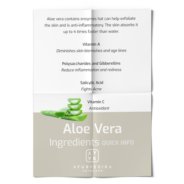 Ayurvedika Skincare Organic Ingredients Quick Info Aloe Vera