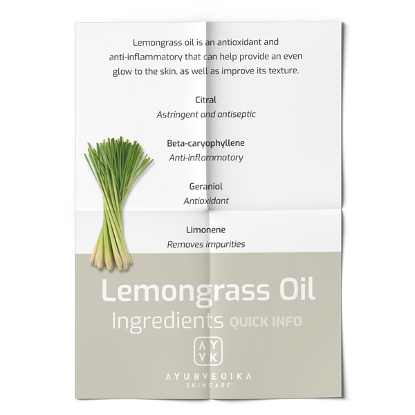Ayurvedika Skincare Organic Ingredients Lemongrass Oil Quick Info