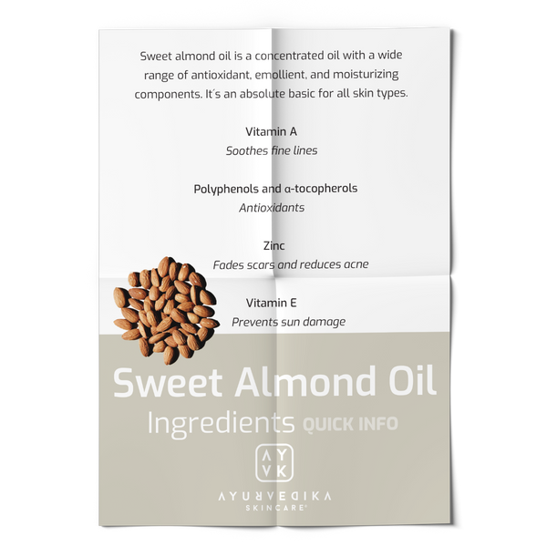 Ayurvedika Skincare Organic Ingredients Quick Info Sweet Almond Oil