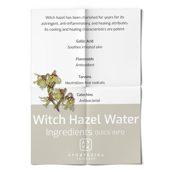 Ayurvedika Skincare Organic Ingredients Quick Info Witch Hazel Water