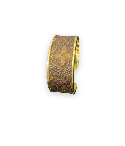 Louis Vuitton Leather and Gold Plated Brass Hardware Cuff Bracelet