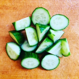 Shio Koji pickled cucumber cut