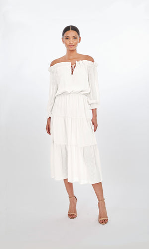 Generation Love Leoni Jacquard Maxi Dress and White Juliana's Boutique SF