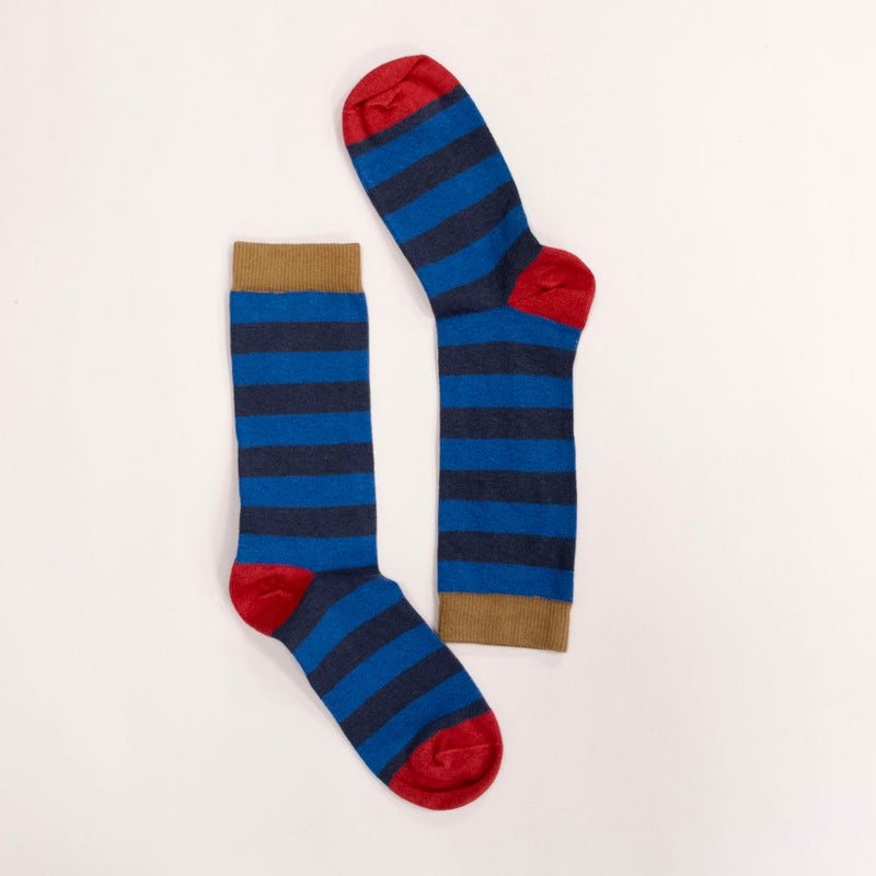 Navy & Royal Blue with Red Rugby Stripe Socks – Blade + Blue