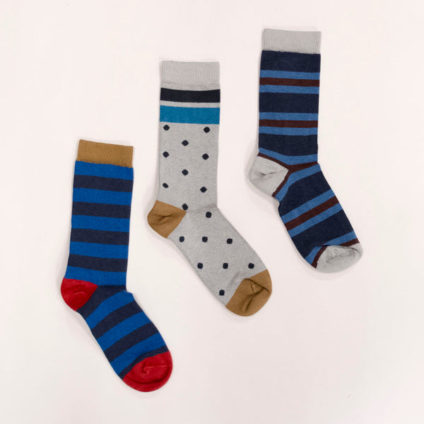 Navy, Pale Blue & Burgundy College Stripe Socks – Blade + Blue