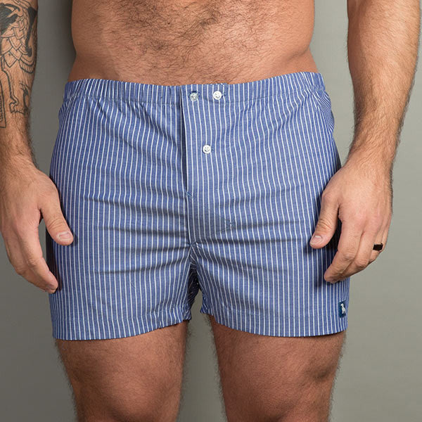 Blue & White Stripe Boxer Short Made in USA underwear – Blade + Blue