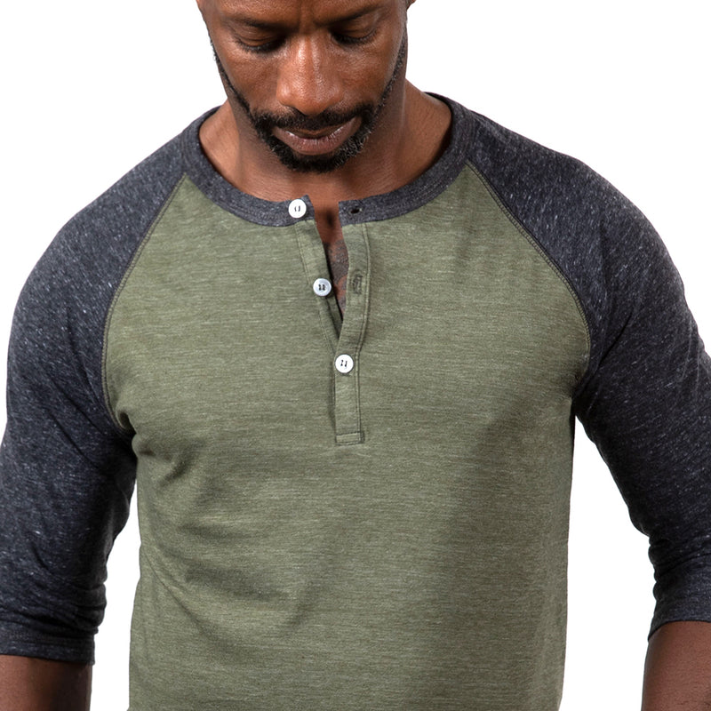 20059 Unisex Triblend 3/4 Sleeve Henley