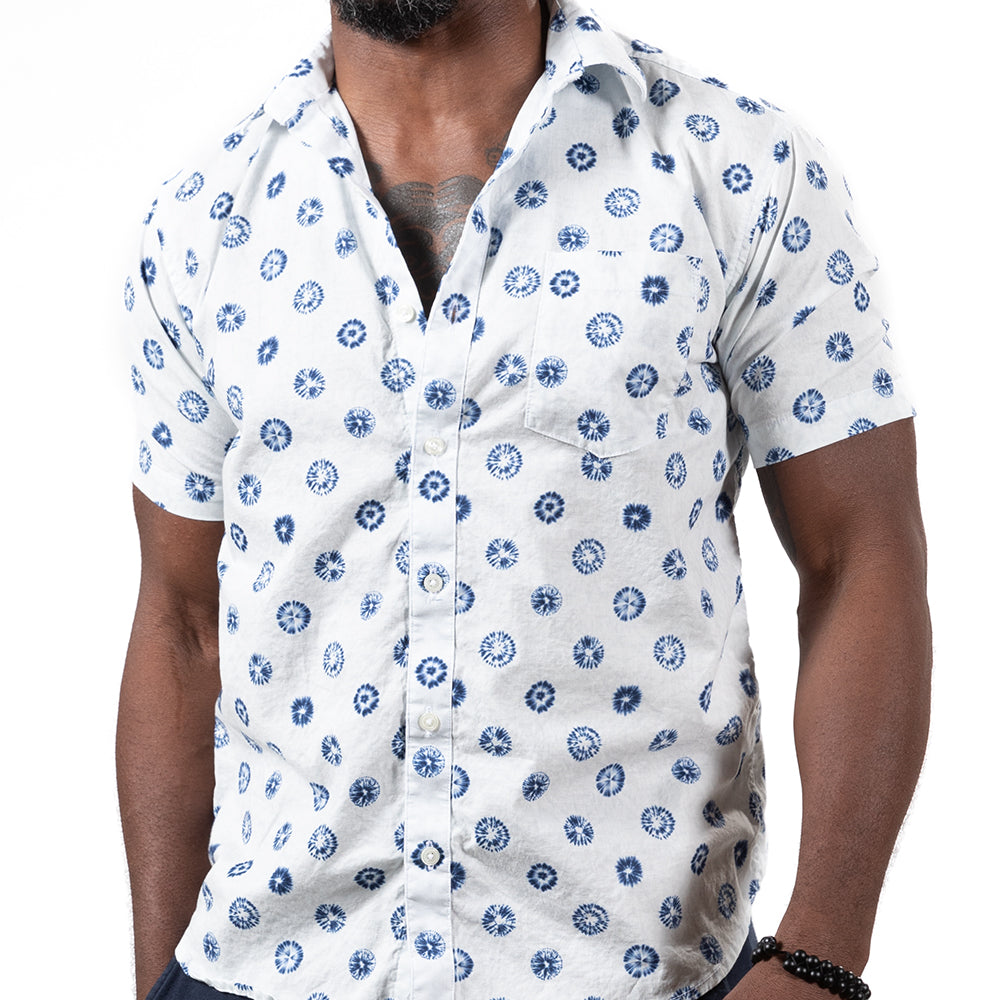 Ecologie ondersteboven Achteruit Blue Cherry Print Shirt Made in USA – Blade + Blue