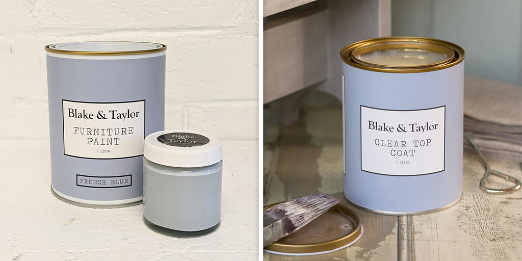 Blake & Taylor French Blue Chalk Furniture Paint and Clear Top Coat