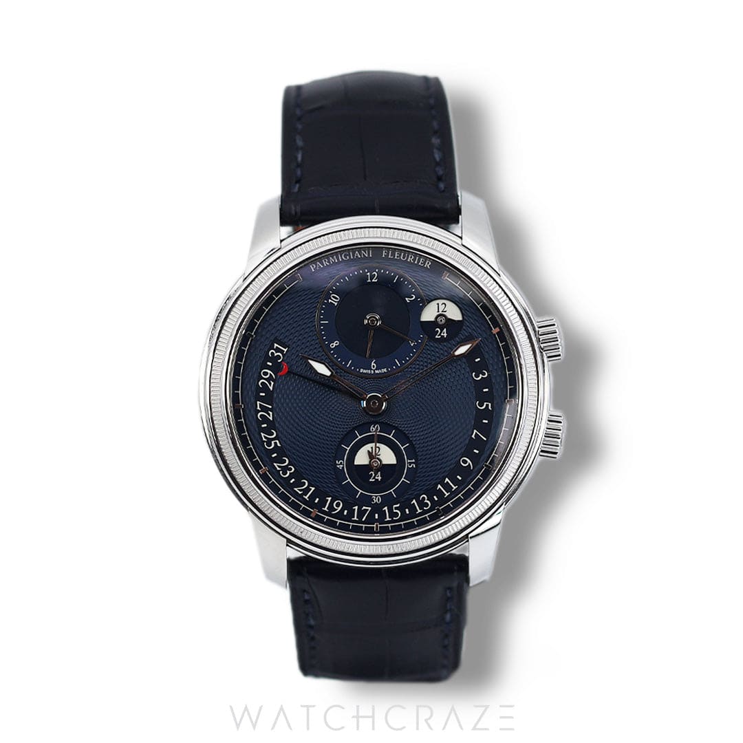 PARMIGIANI FLEURIER TORIC HEMISPHERES RETROGRADE STEEL BLUE PFC901-1020001-300182 - Watchcraze product image