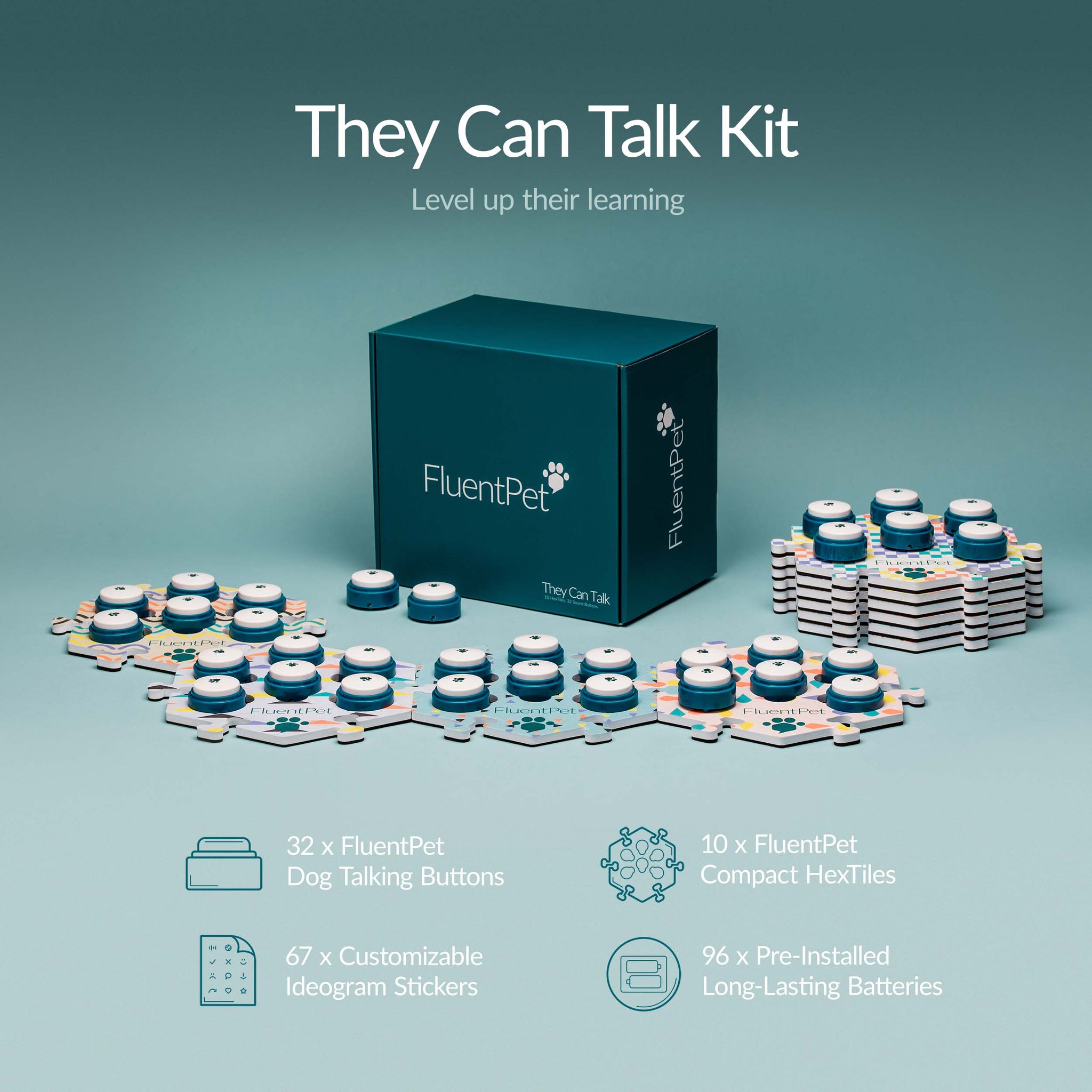 They Can Talk FluentPet Dog Talking Buttons Kit - What's in The Box