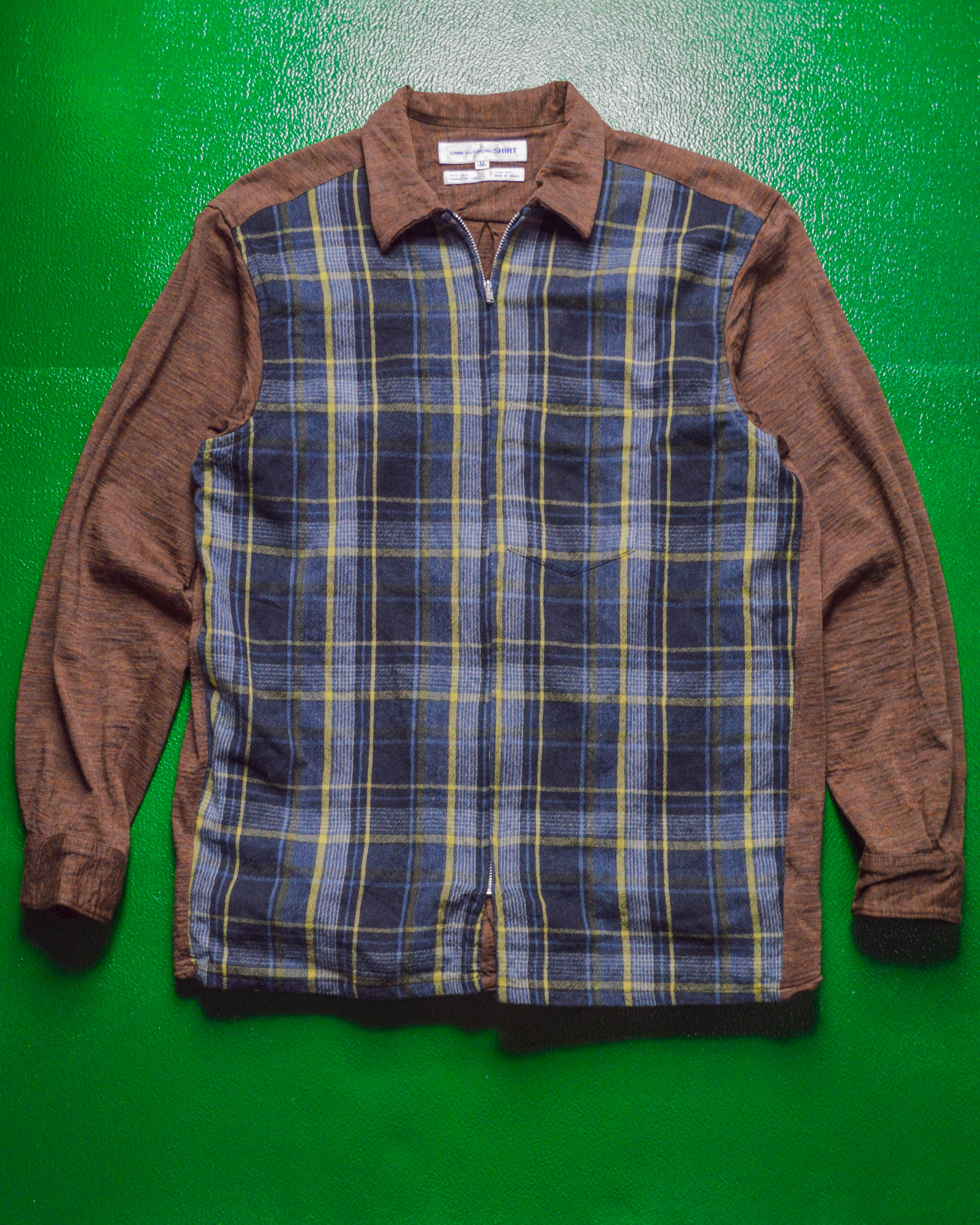 Comme des Garcons CdG Shirt Vintage 90s Plaid Front Zip Up