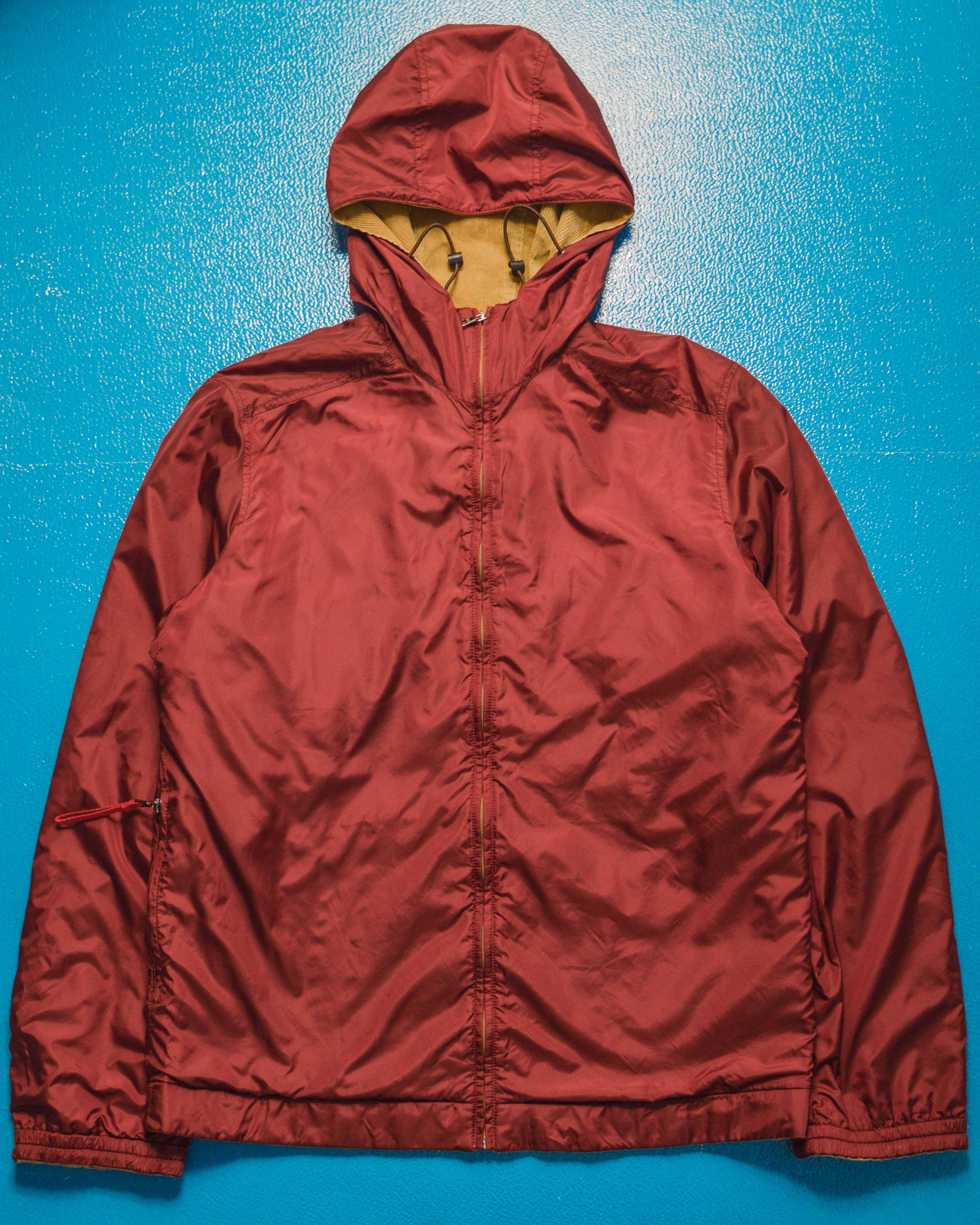 Prada Sport Reversible Brown Corduroy Maroon Nylon Jacket (M