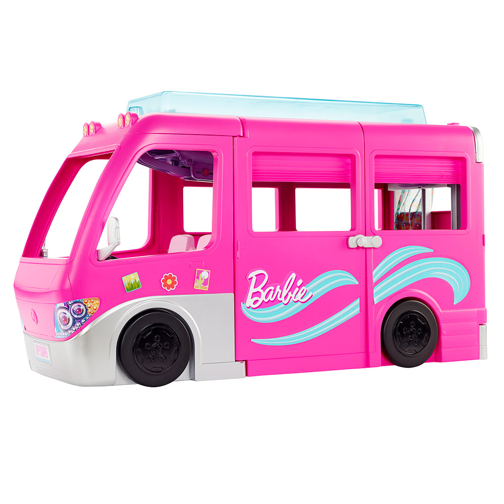  MEGA Barbie Car Building Toys Playset, Dream Camper Adventure  with 580 pieces, 4 Micro-Dolls and Accessories, Pink, for Kids Age 6+ Years  : Toys & Games