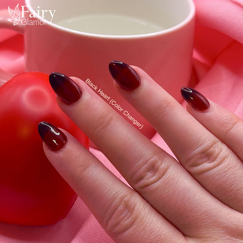 Black heart anti-valentines day dip nail powder color