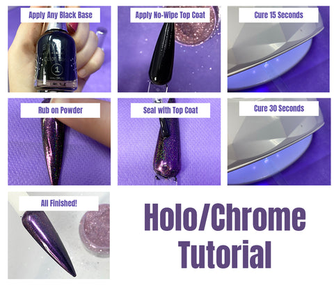 step by step holo nail powder tutorial