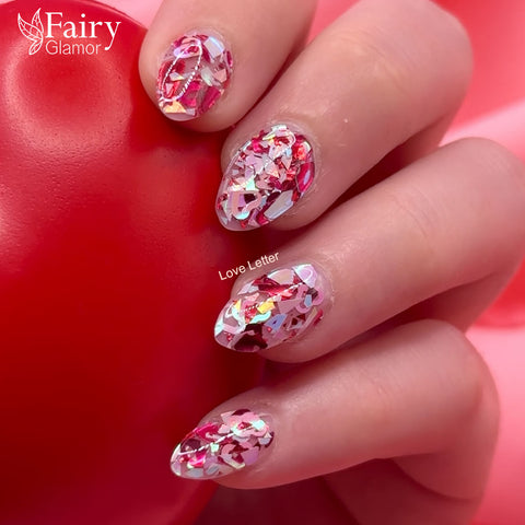 heart glitter vday dip nail powder