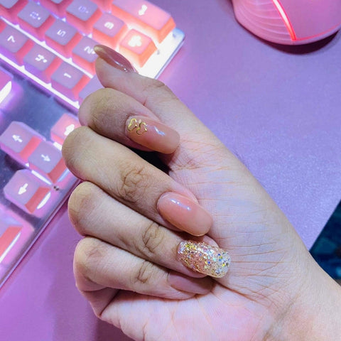 Pink acrylic e-girl nails