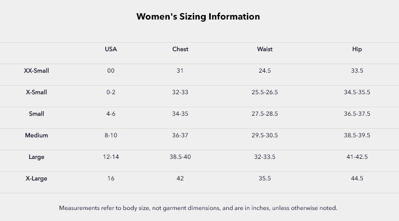 Patagonia Size Chart