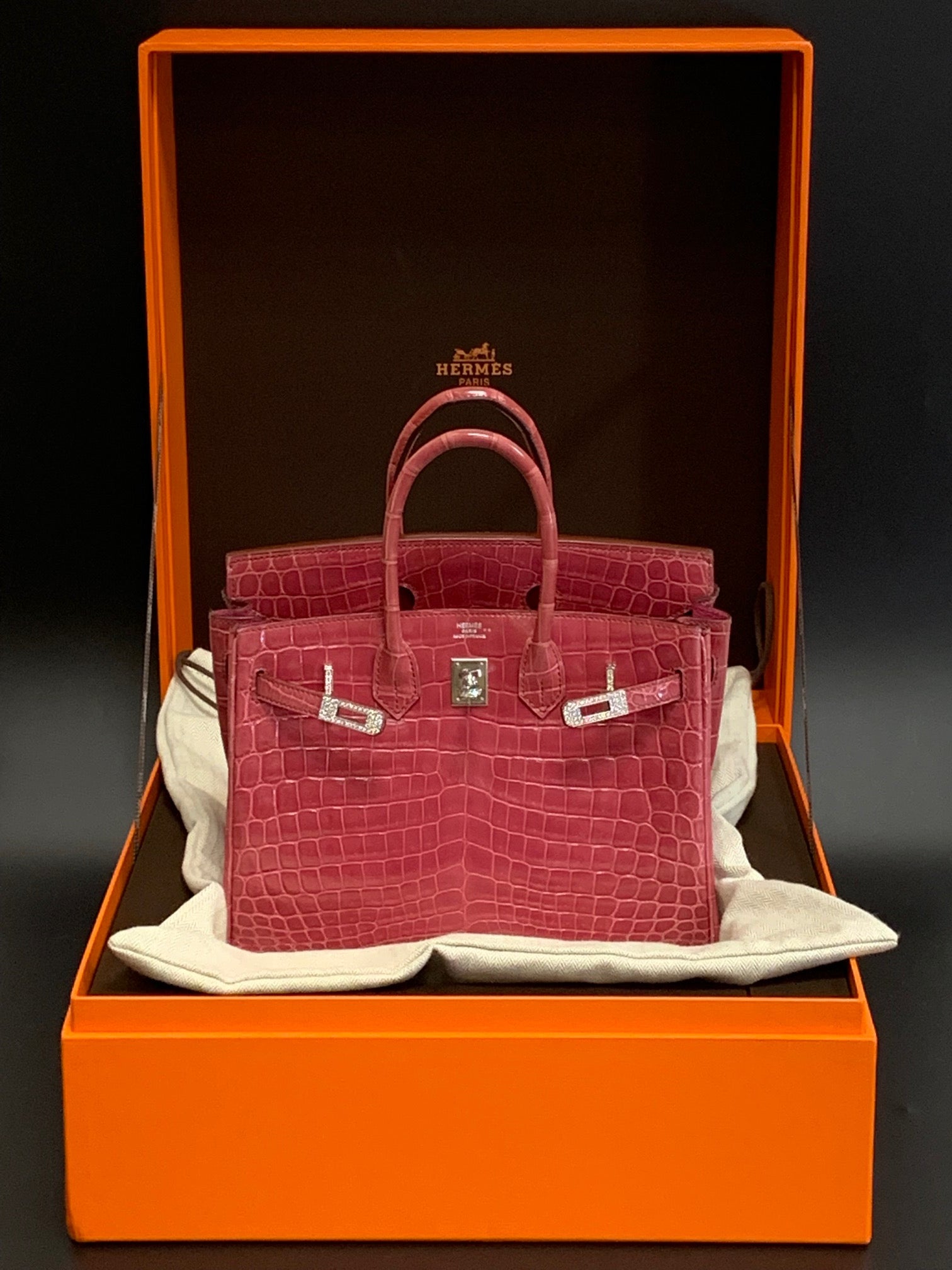 Hermès Birkin 25 Rouge de Coeur Crocodile Porosus Lisse Gold Hardware