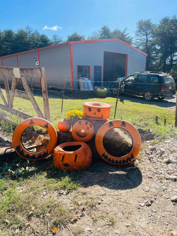 orange halloween tires at BMP metal shop