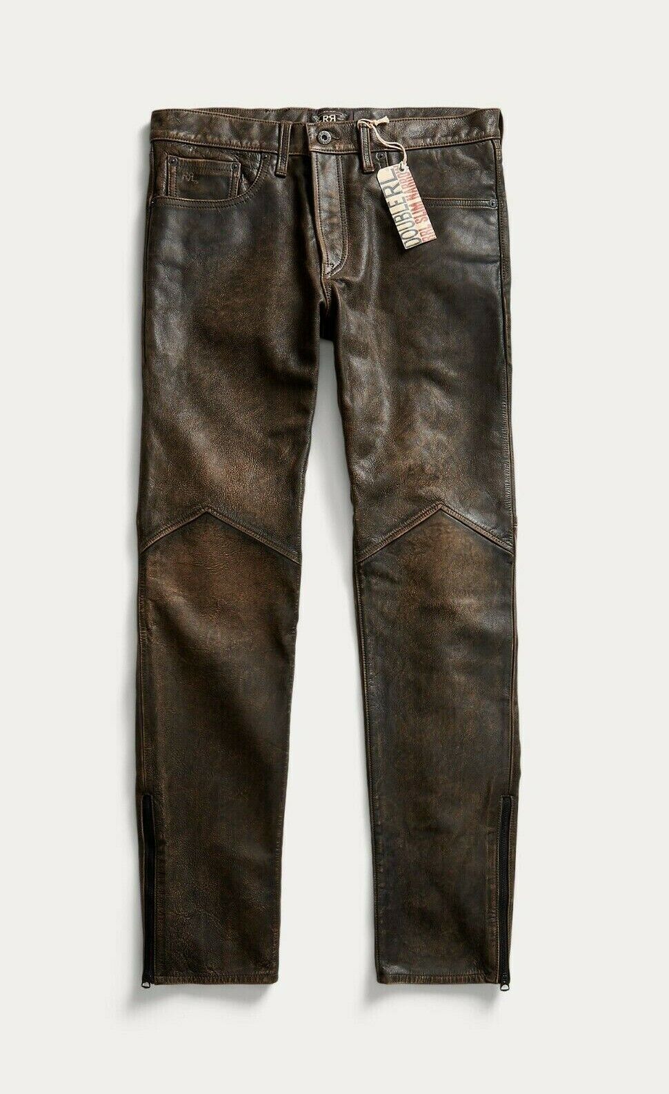 New RRL Ralph Lauren Leather Slim Narrow Fit Brown Western Pants Men's –  Uncommon Threadz