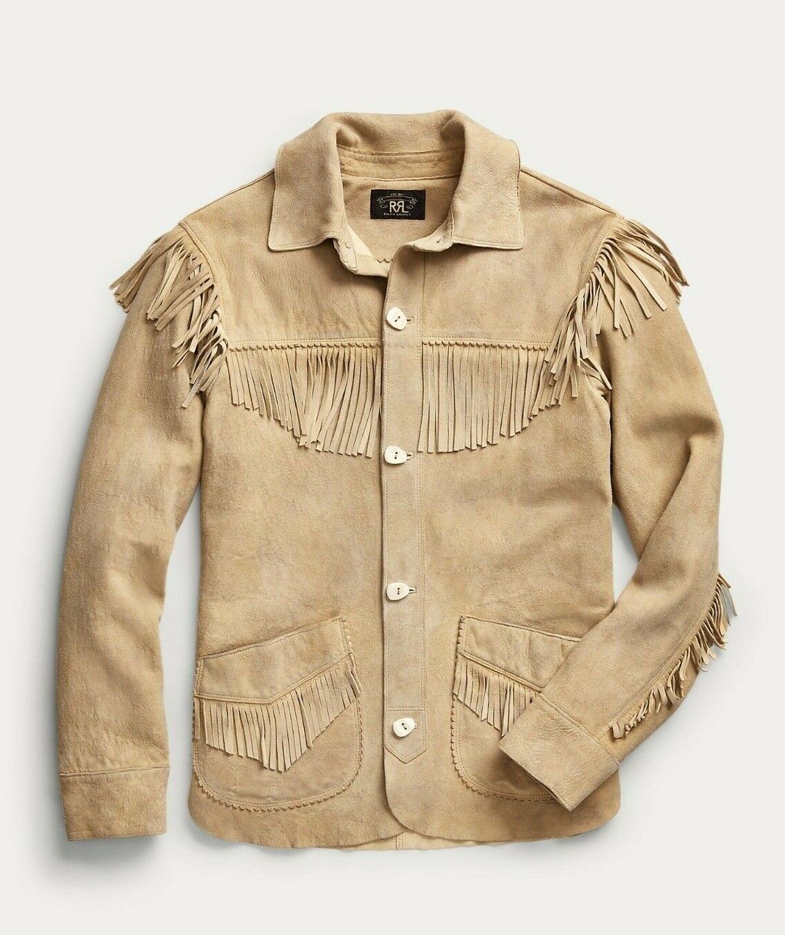 RRL Ralph Lauren Fringe Suede Western Leather Jacket Overshirt Men's L –  Uncommon Threadz