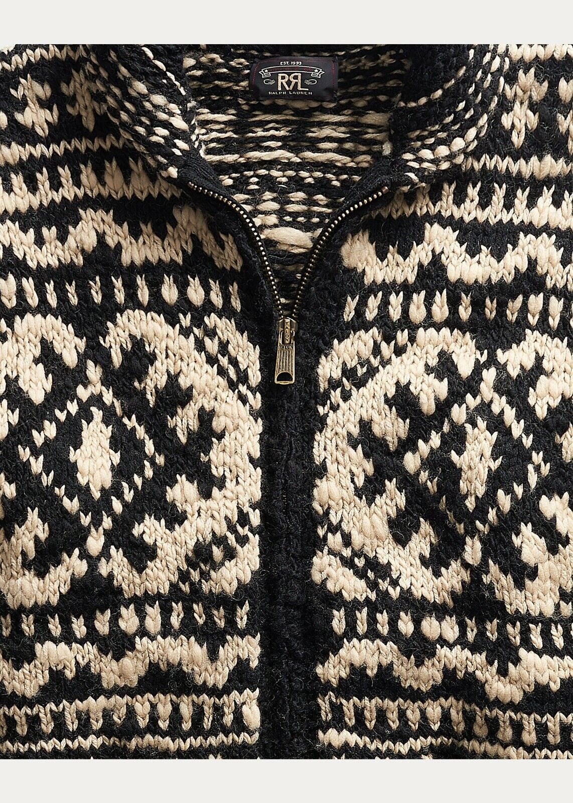 RRL Ralph Lauren Shawl Hand-Knit Geometric Cardigan Black Cream Men's –  Uncommon Threadz