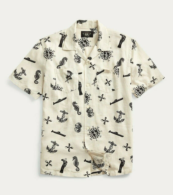 RRL aloha アロハ NAUTICAL-PRINT CAMP SHIRTS | gulatilaw.com