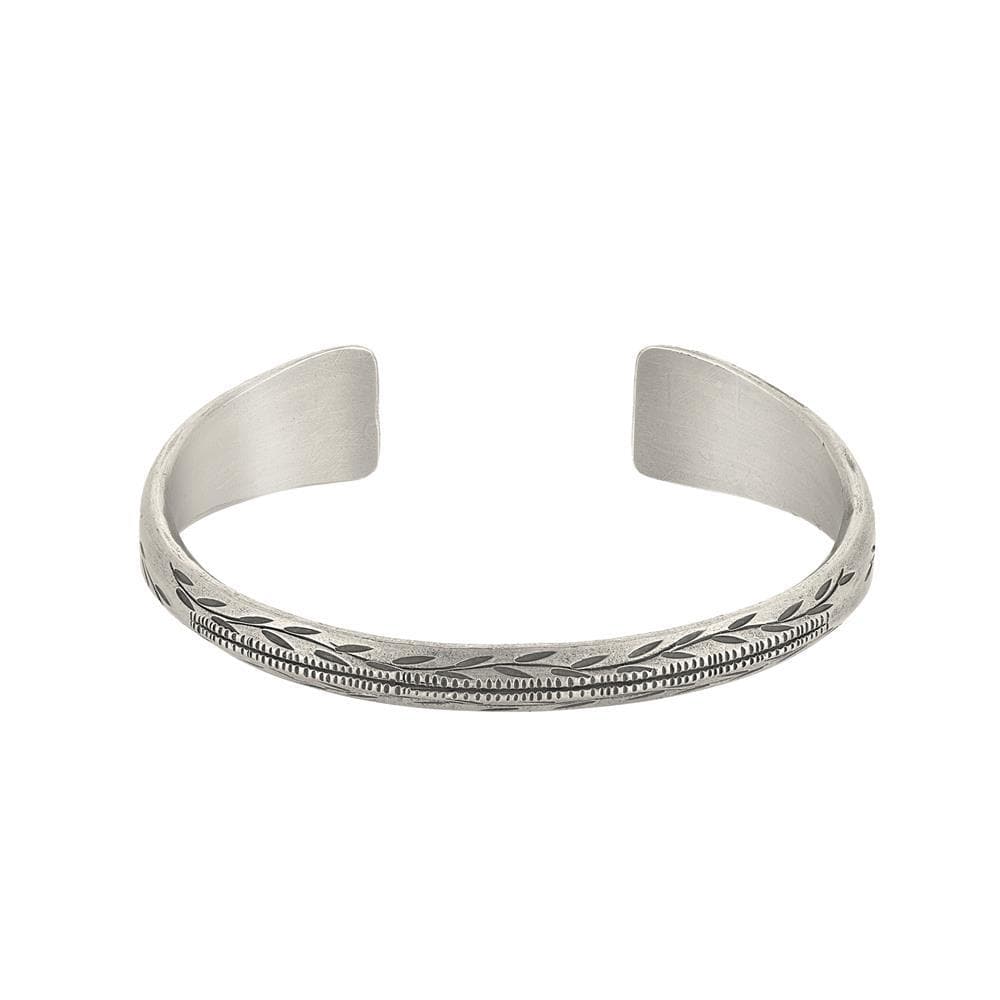 Pure Silver Hill Tribe Chunky Boho Engraved Pattern Torque Bangle