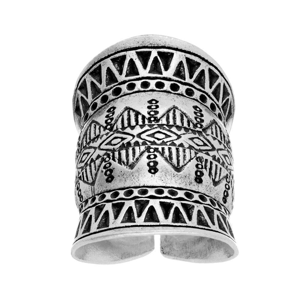 Pure Silver Karen Hill Tribe Wide Engraved Spiral Adjustable Ring