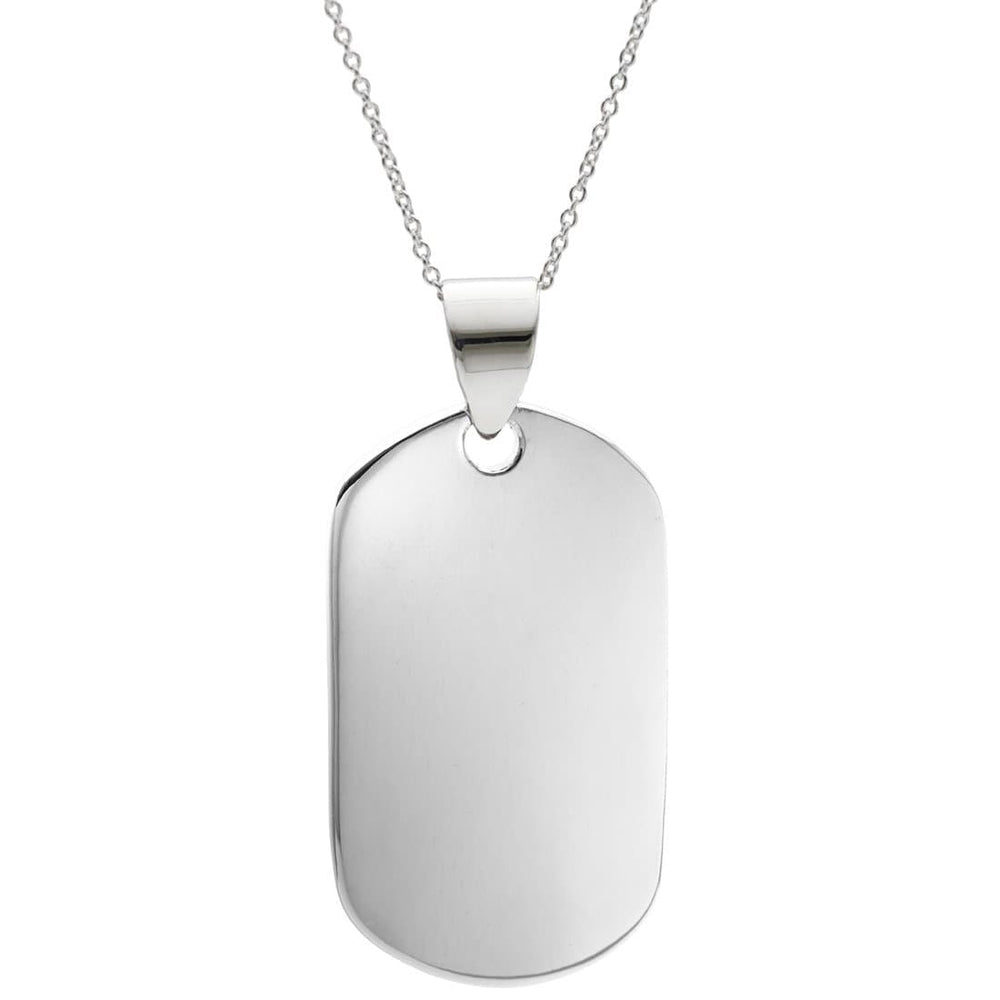 Sterling Silver Dog Tag Pendant Men's Military Army Necklace | Jfm, 22 (55cm)