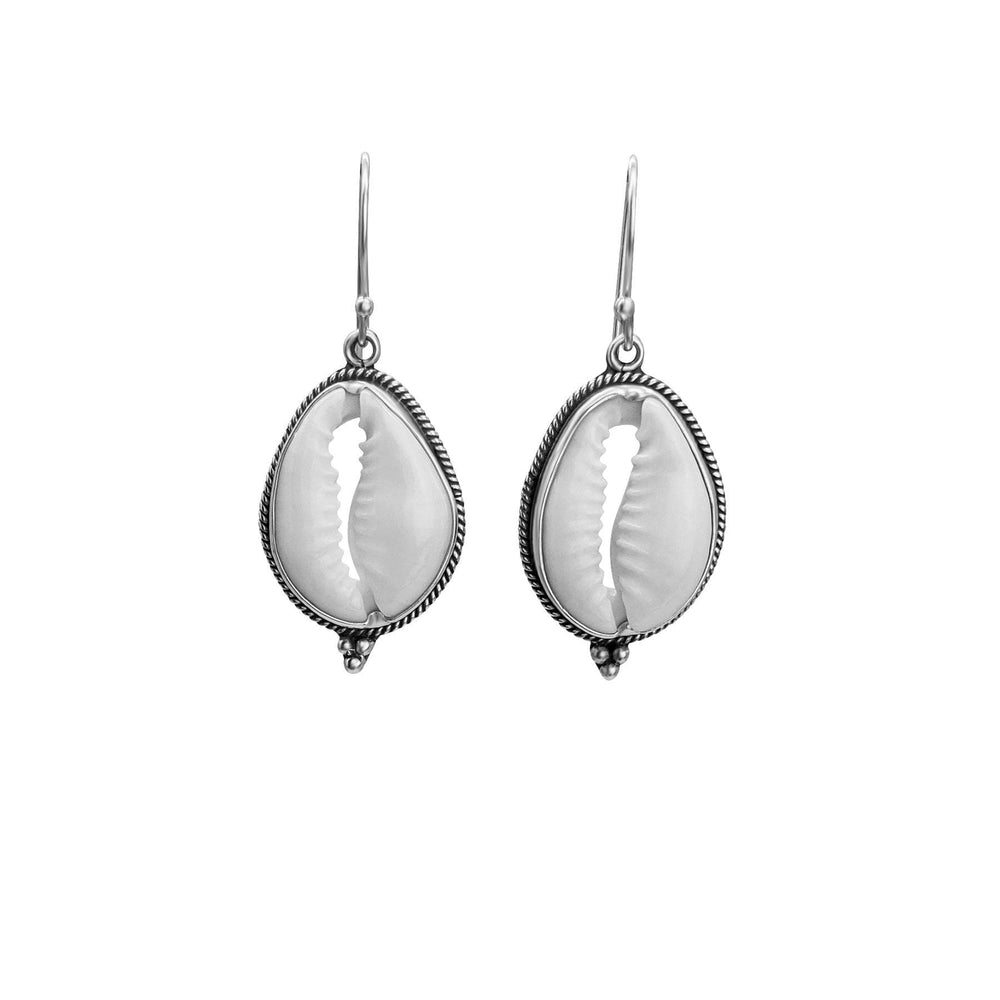 Serilda Earrings - Cowrie Shell / Silver – OceanMist Jewels