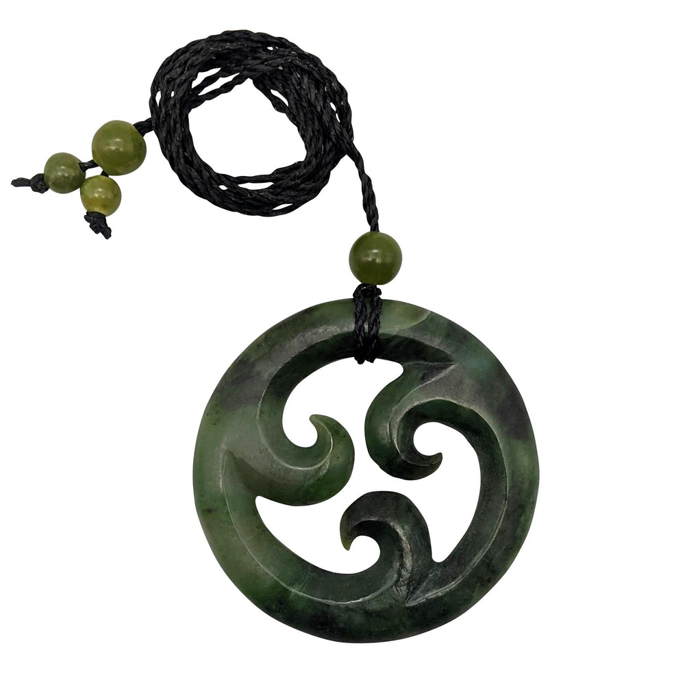 Greenstone Round Triple Koru Maori Style Pendant Tribal Cord Necklace –  81stgeneration