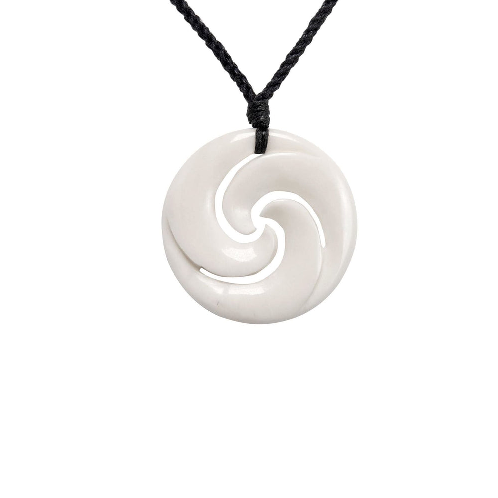 Bone Abalone Shell Round Simple Koru Spiral Pendant Cord Necklace –  81stgeneration