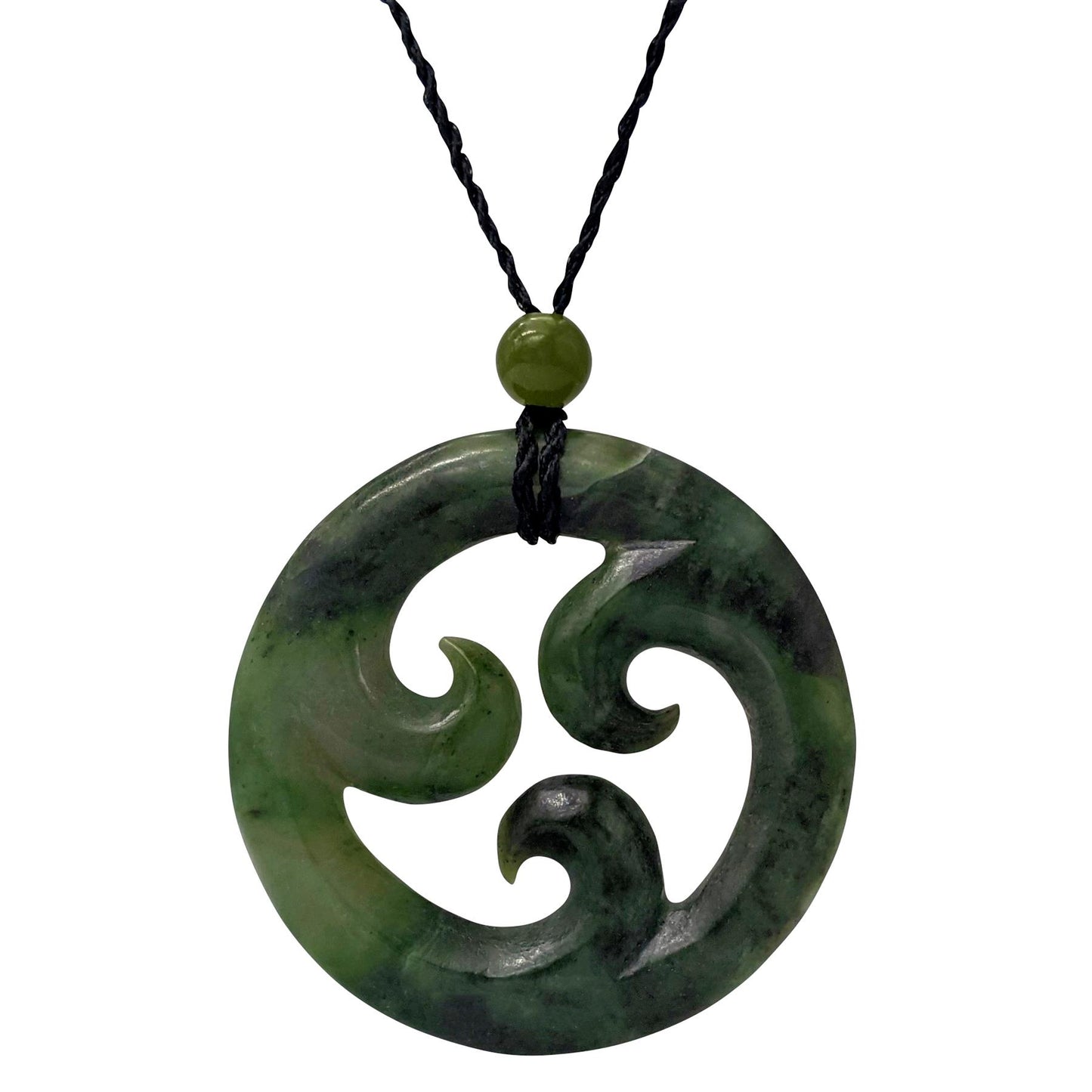 Greenstone Round Triple Koru Maori Style Pendant Tribal Cord Necklace –  81stgeneration