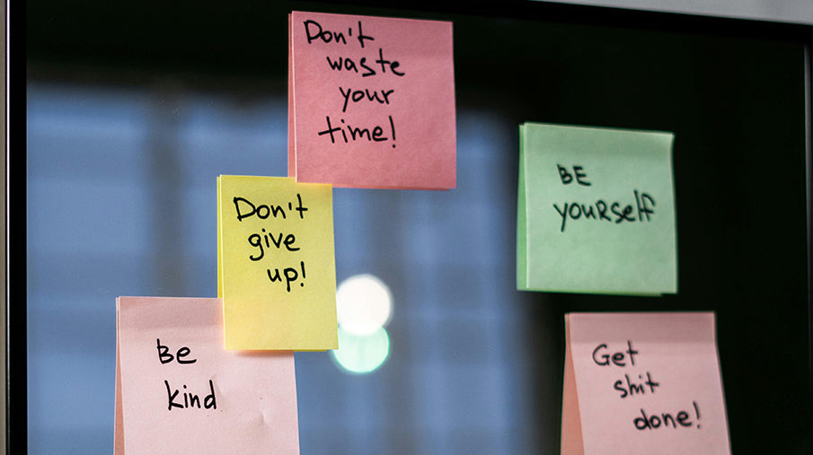 A list of post-it notes which some motivational and positive comments on them