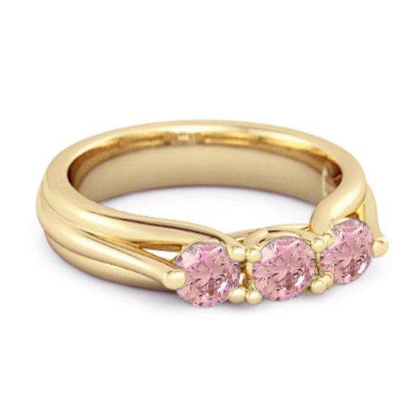 0.30 Ct Pink Zirconia Three-Stone Harmony Sterling Silver Promise Ring