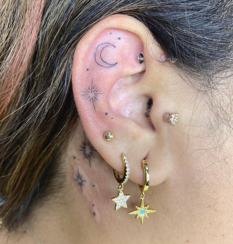 Still Water Tattoo  Delicate stars behind the ear  Thank you for your  trust paulkristinmcbeth and Jen Artist inkbymila  Email to book  infostillwatertattoocom  Facebook