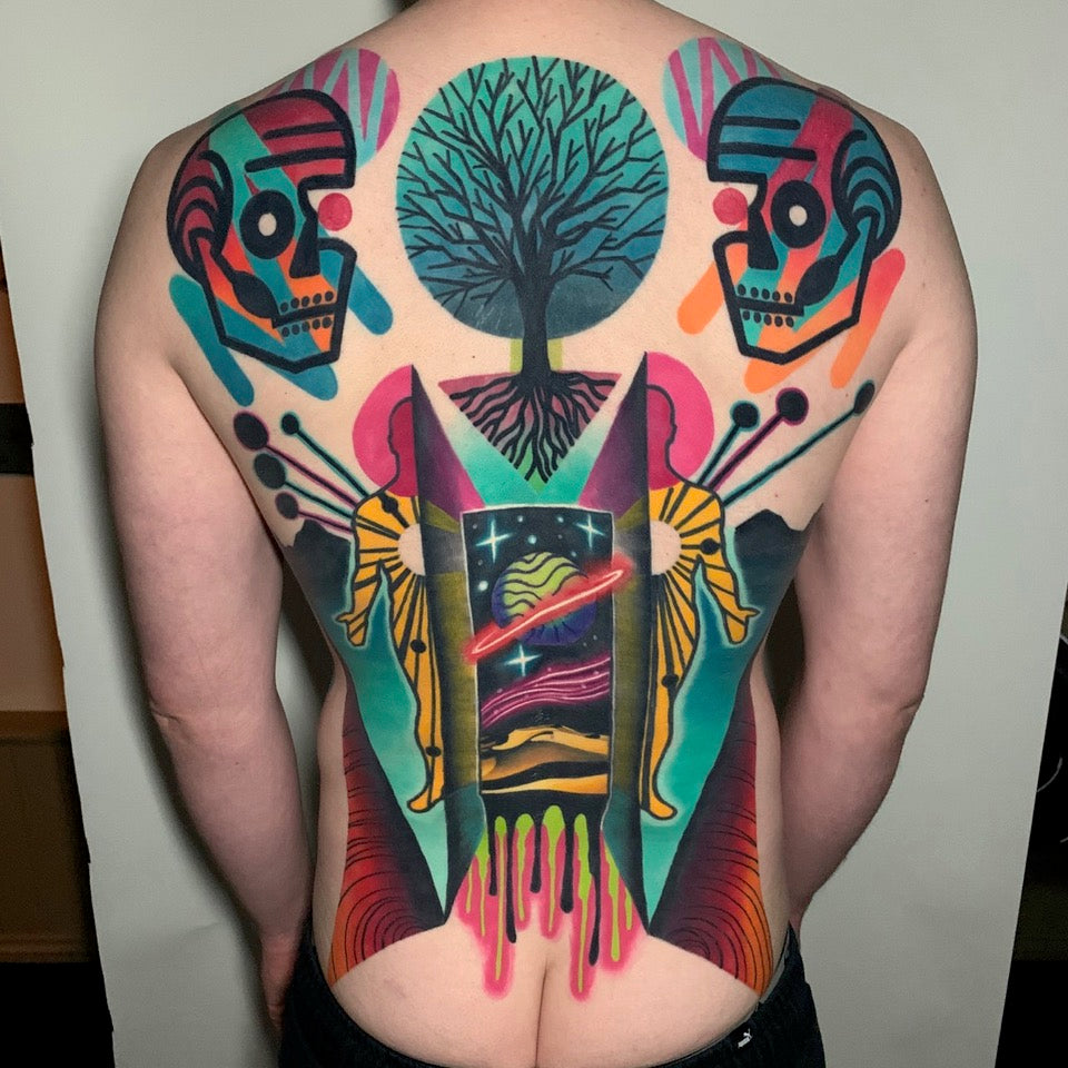 Artist Mike Boyd Creates Colorful Tattoos Inspired By The Cubist Movement