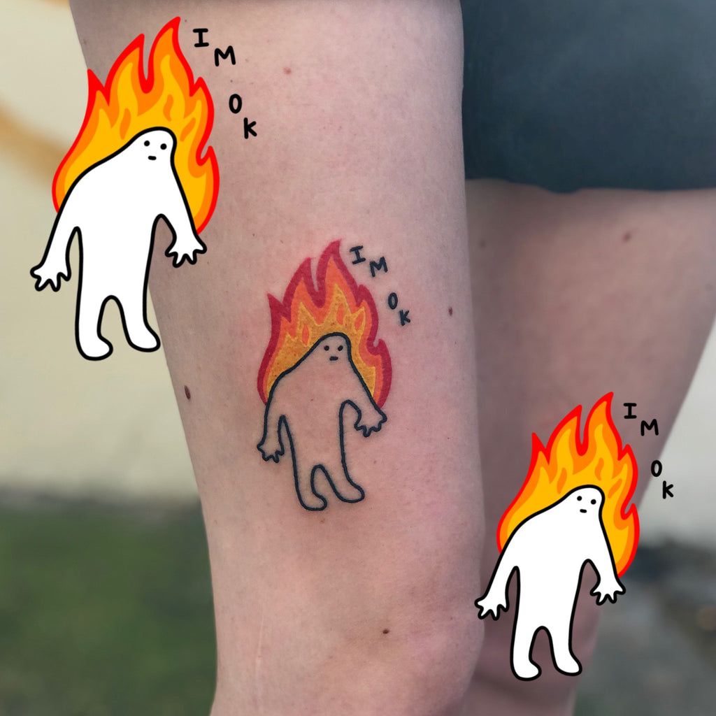 Fire cartoon character tattoo